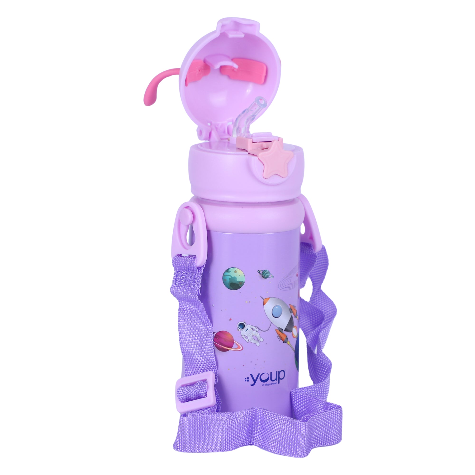 Stainless Steel Kids Sipper Bottle With Strap Style -500 Ml