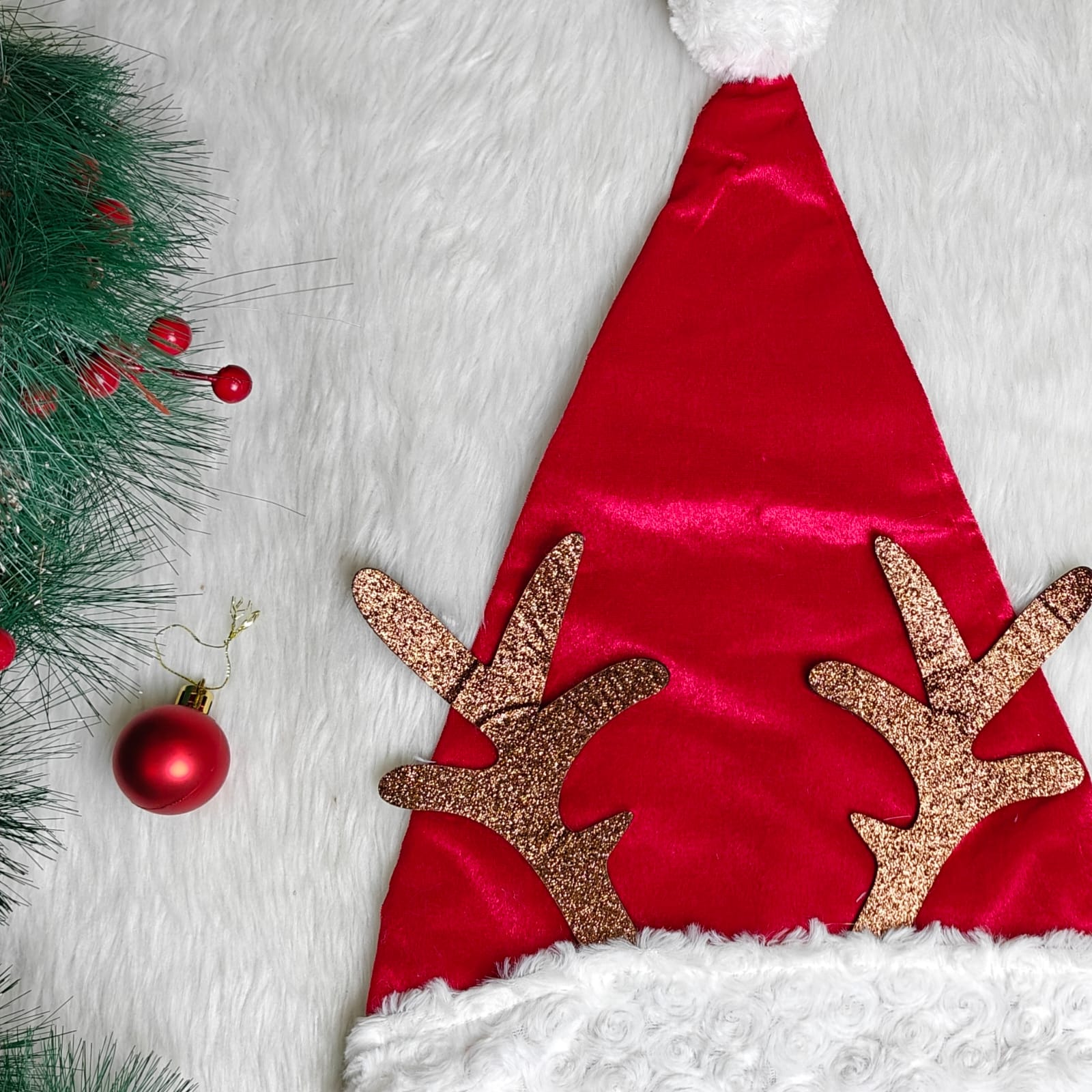 Reindeer Velvet Santa Caps - Adults