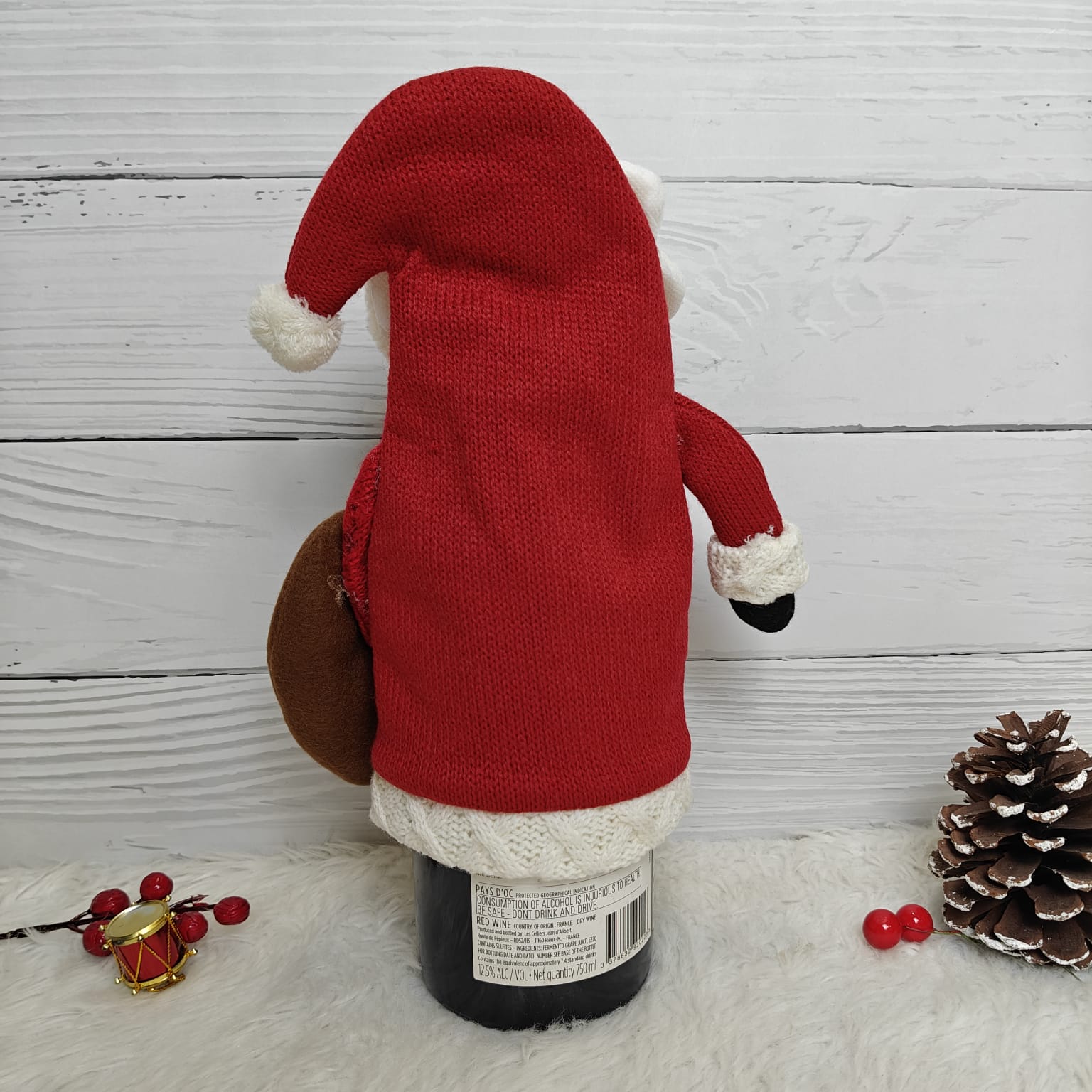 Plush Santa With a Sack Wine Bottle Cover