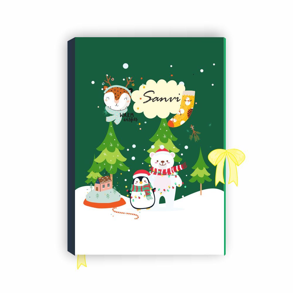 Hard Cover Diary - Green Christmas