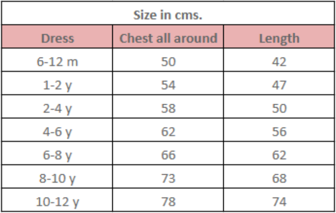 Bloom dress in lilac rhombus - Size Chart