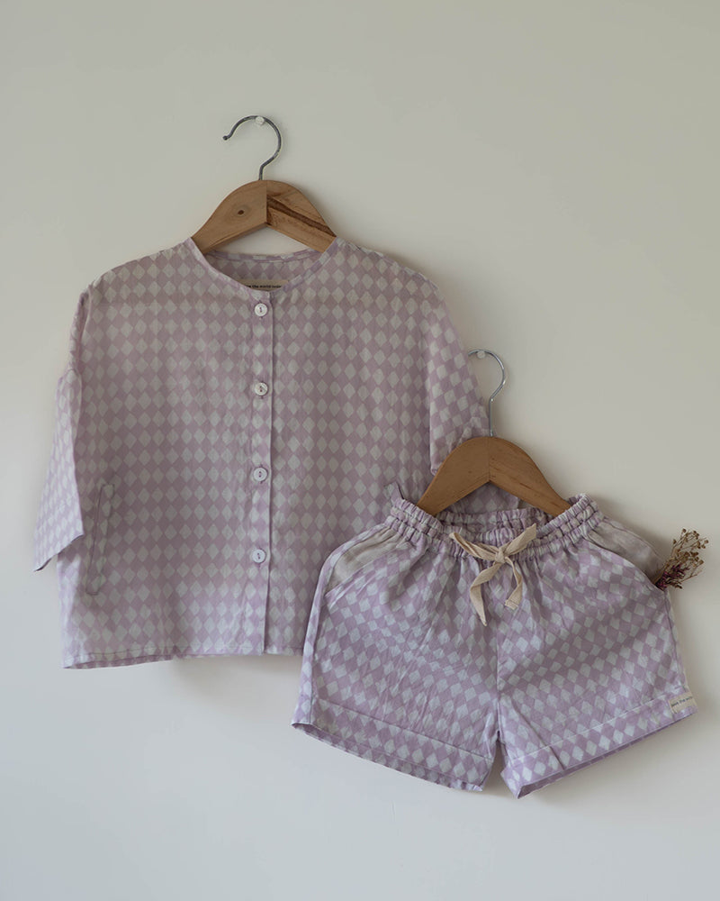Shared Secrets co-ord in lilac rhombus - Totdot