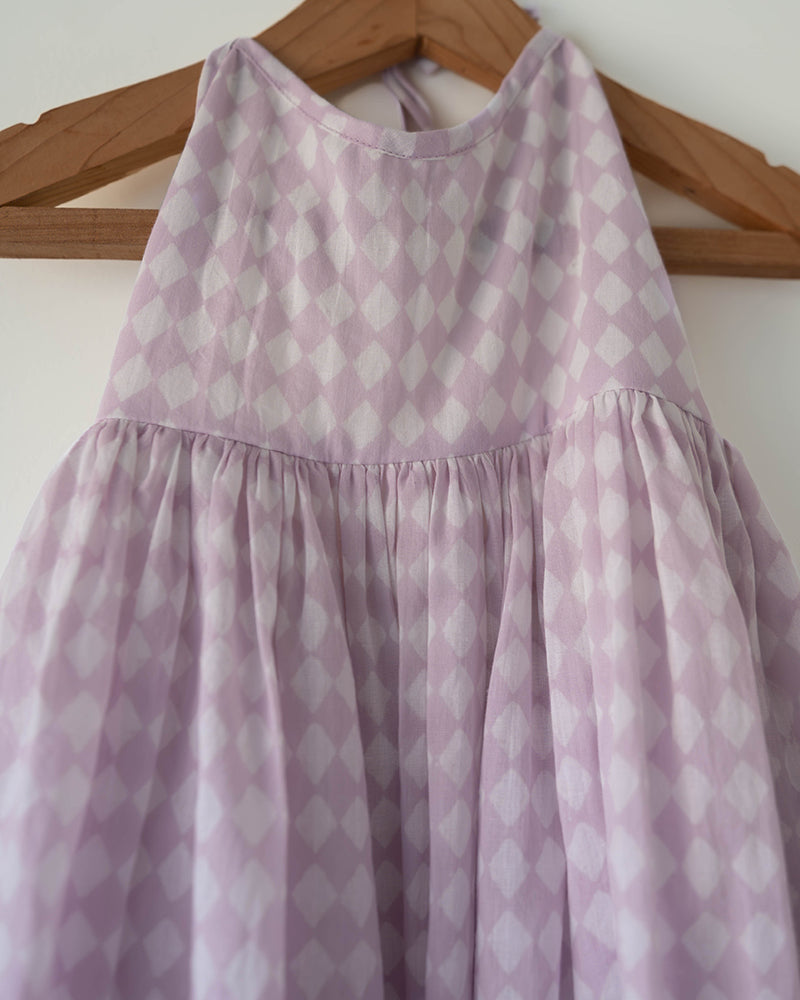 Bloom dress in lilac rhombus - Totdot