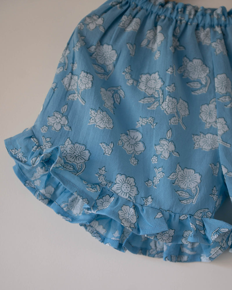 Blossom powder blue spaghetti top shorts set - Totdot