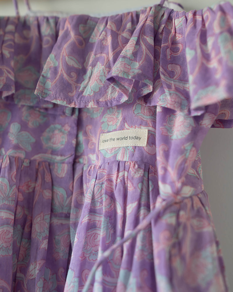 Fool's paradise dress in purple butterfly blockprint - Totdot