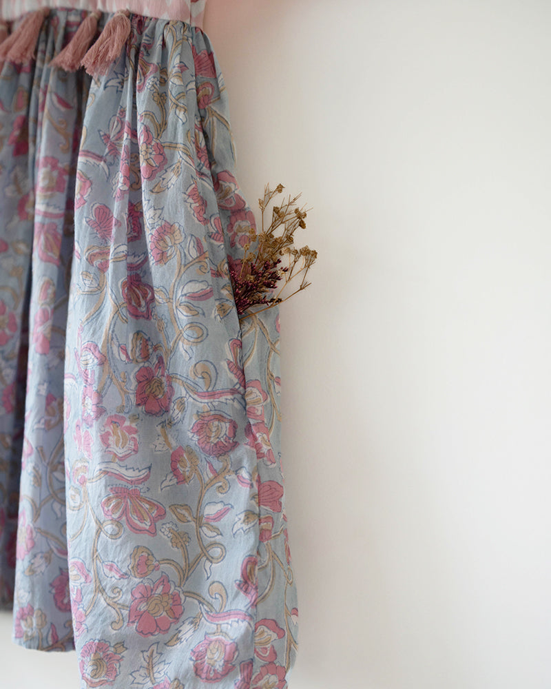Tassel dress in sky blue butterfly - Totdot