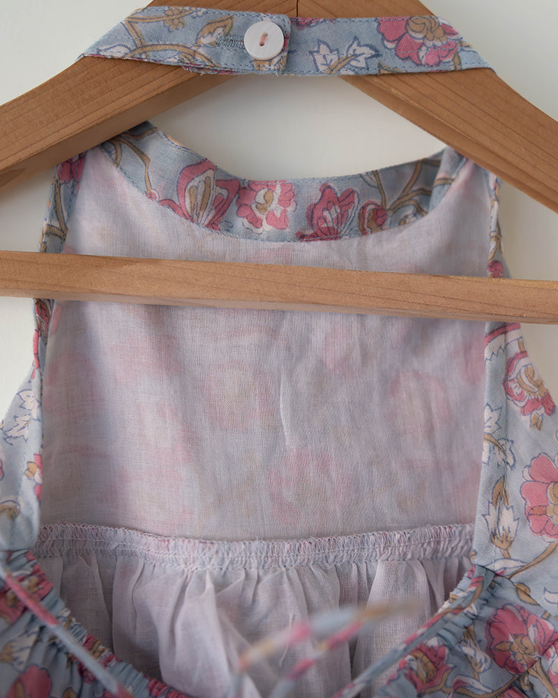 Flutter sky blue butterfly halter top skirt co-ord - Totdot