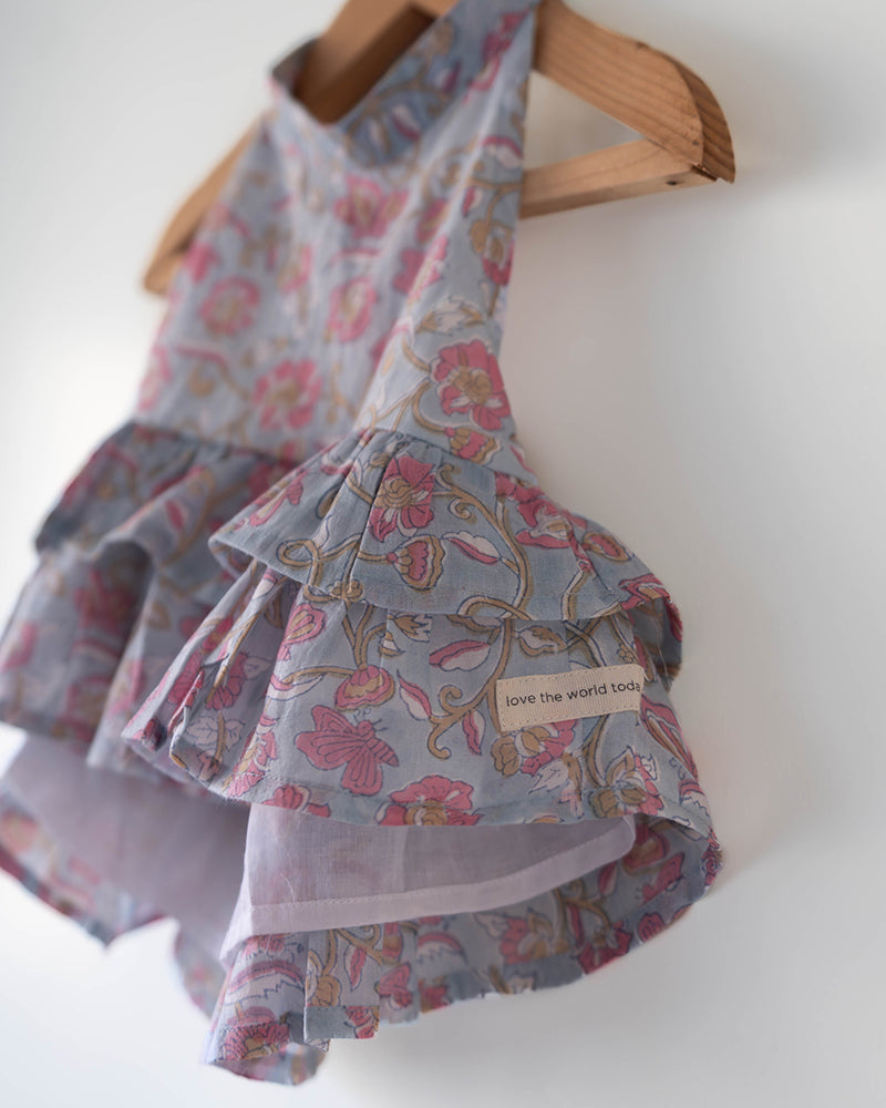 Flutter sky blue butterfly halter top skirt co-ord - Totdot