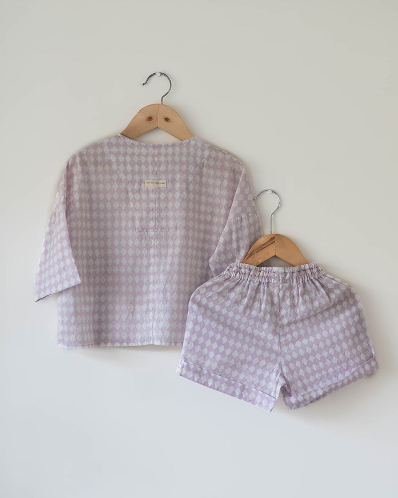 Shared Secrets co-ord in lilac rhombus - Totdot