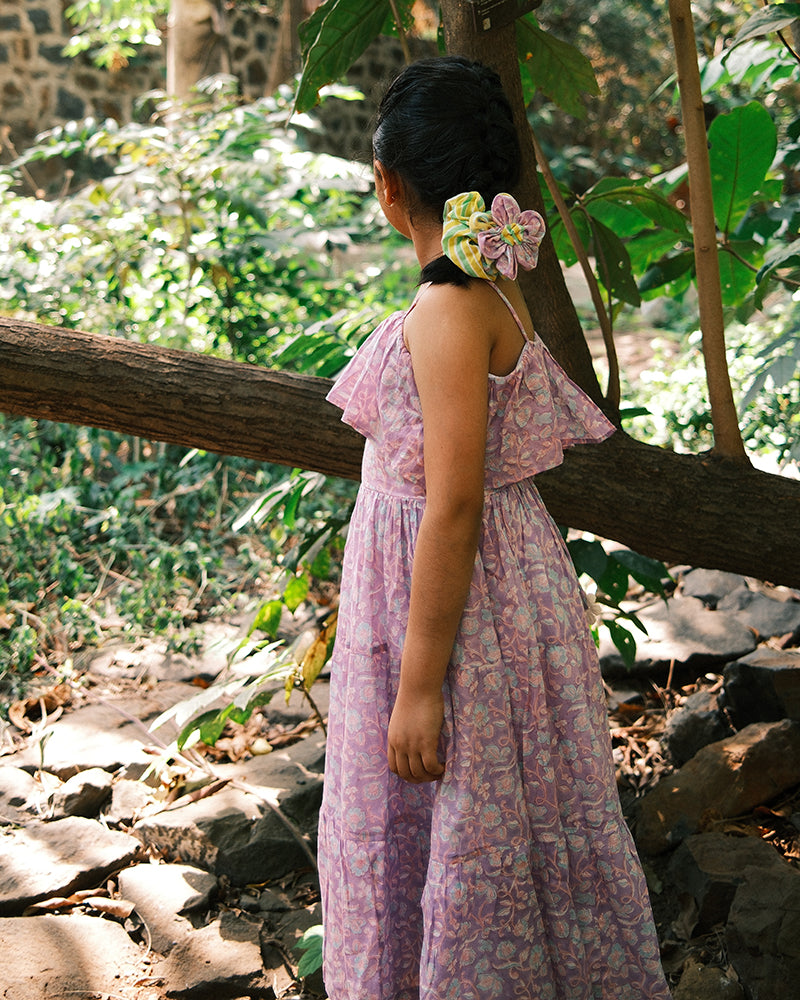 Fool's paradise dress in purple butterfly blockprint - Totdot