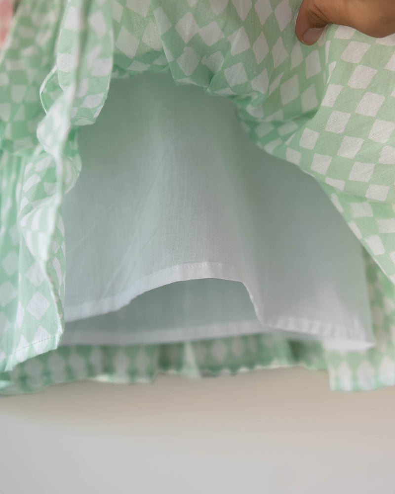 Wander co-ord Set in sage green rhombus - Totdot