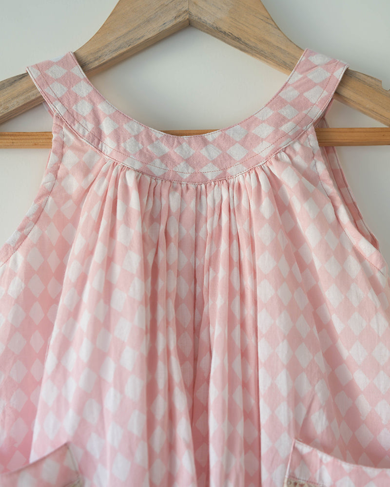 Pocketful of Sunsets dress in rhombus block print - Totdot
