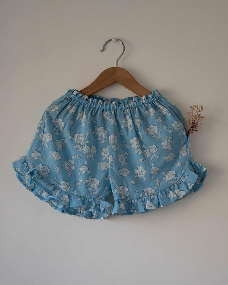 Blossom powder blue spaghetti top shorts set - Totdot