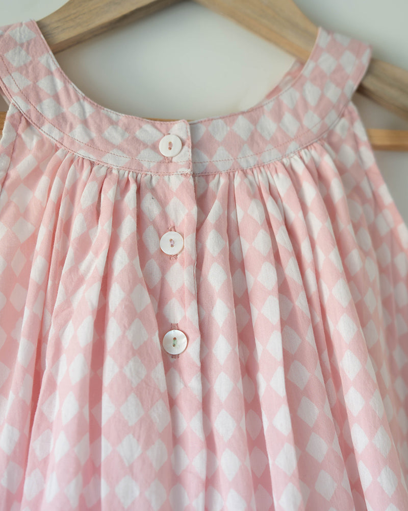Pocketful of Sunsets dress in rhombus block print - Totdot
