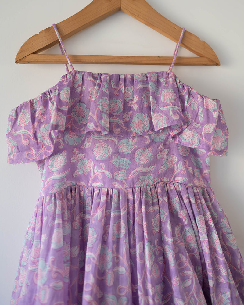 Fool's paradise dress in purple butterfly blockprint - Totdot