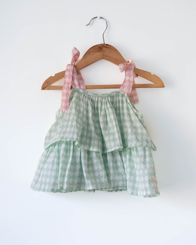 Wander co-ord Set in sage green rhombus - Totdot
