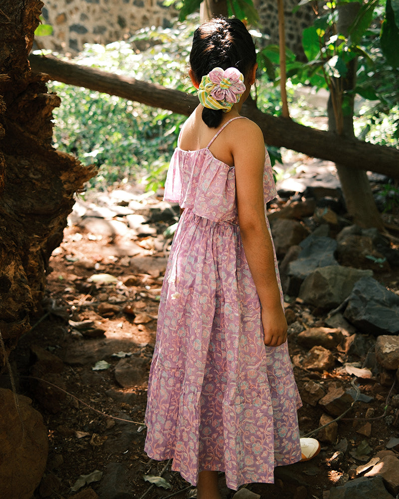 Fool's paradise dress in purple butterfly blockprint - Totdot