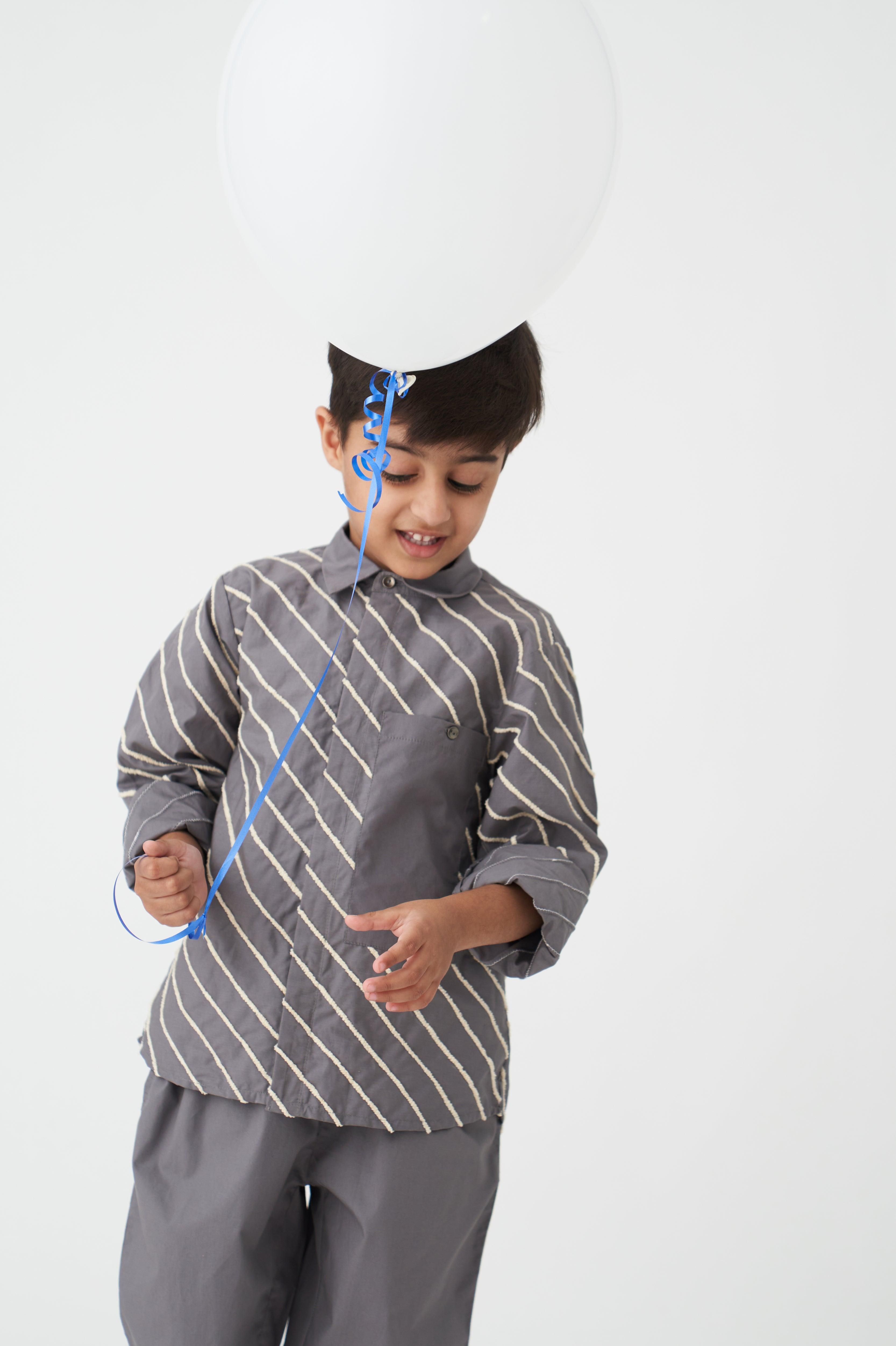 GREY SIDE TWILL TAPE PANT - Totdot