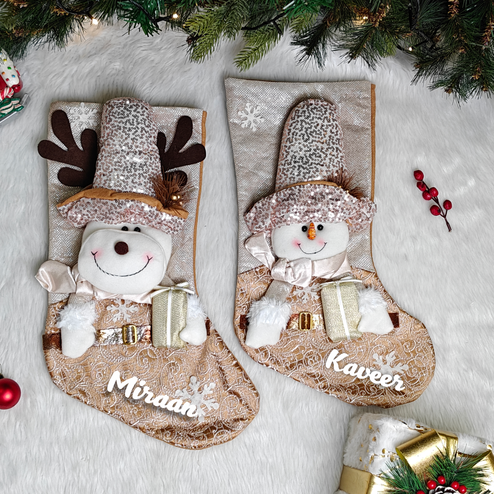 Blush & Gold Wonderland Stocking - Snowman