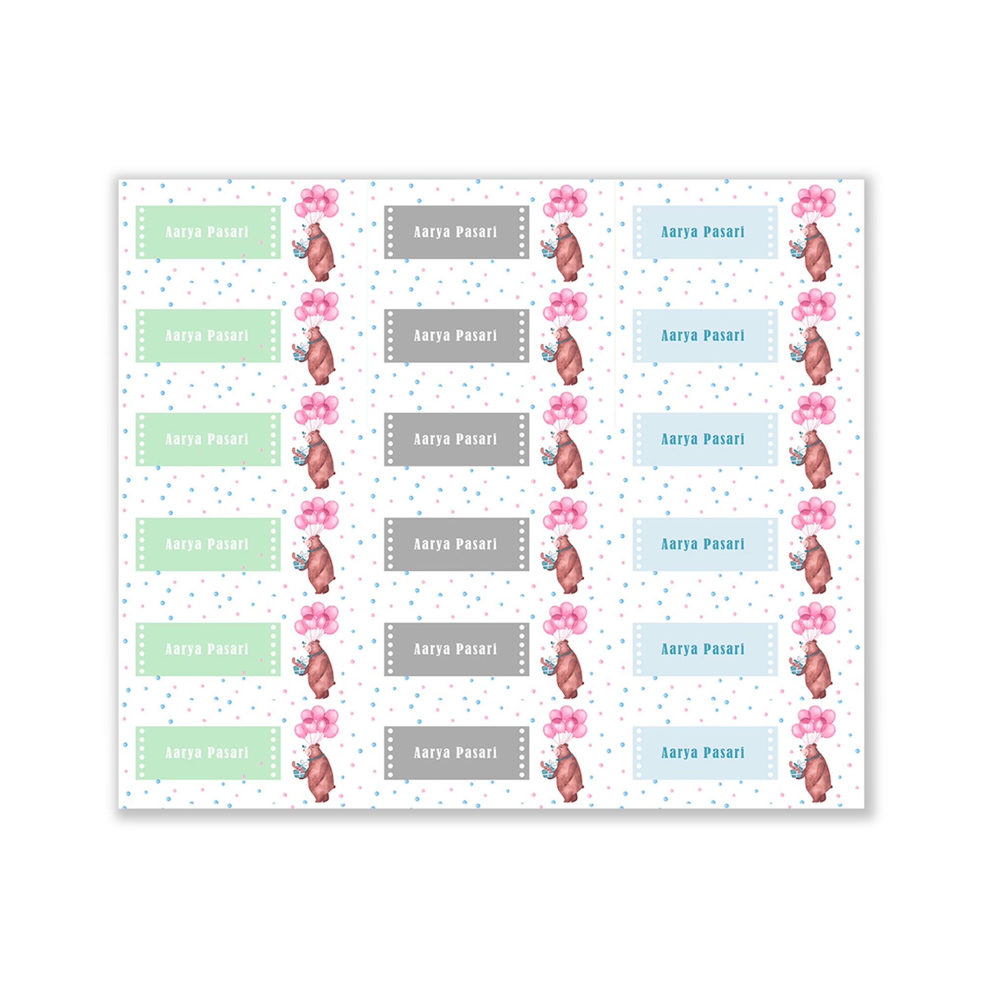 Teddy Party Pink Waterproof Sticker