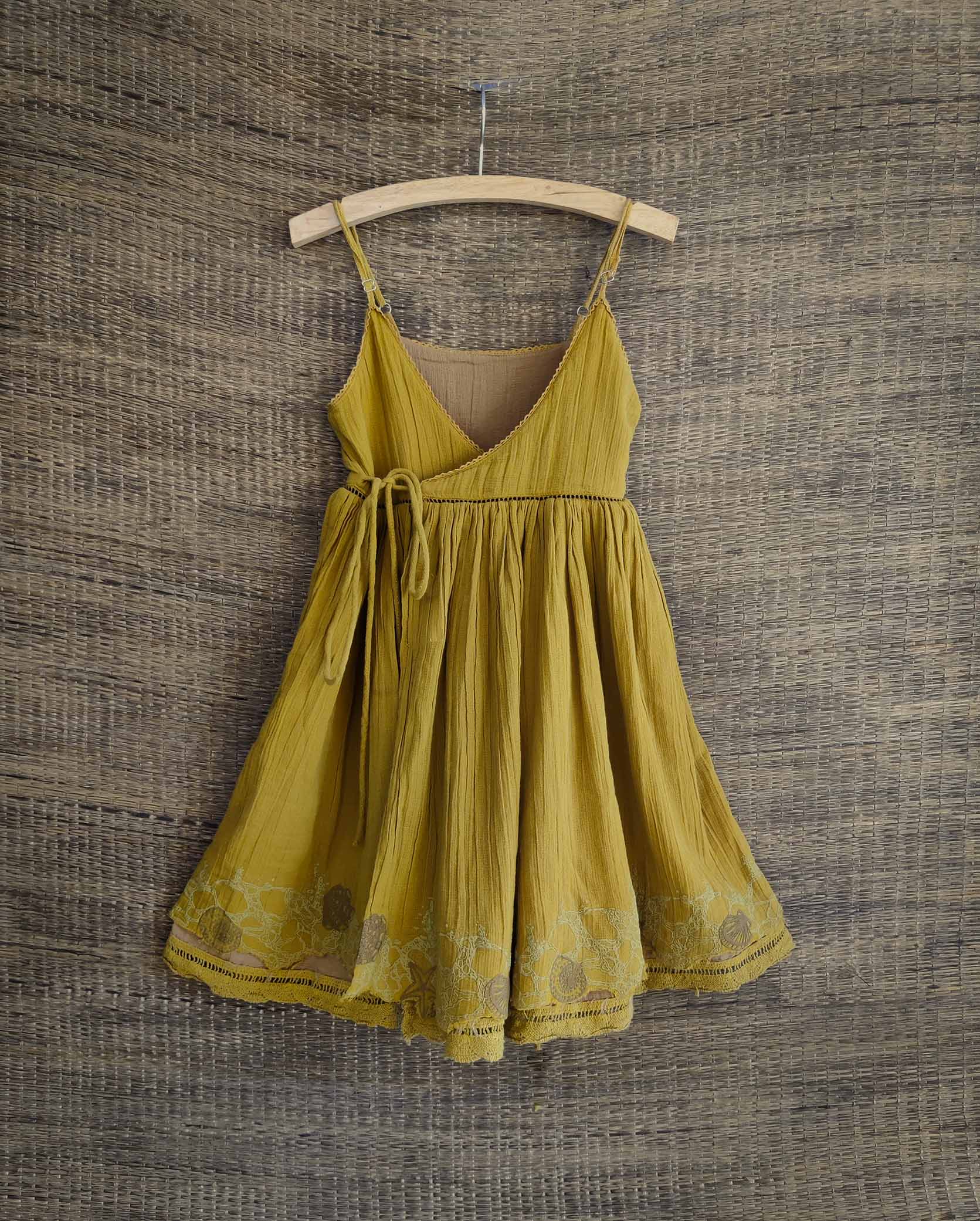 Reversible wrap Dress | Yellow - Beige - Totdot