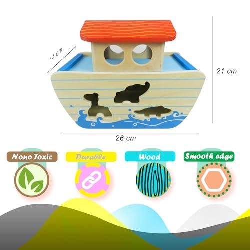 Wild Cruise Wooden Animal Ark Toy, Educational Animal Transport Ship, Noah's Ark Inspired Toy Set, Animal Adventure Wooden Toy, Imaginative Play Ark with Animals, Creative Animal Ship Playset - Totdot
