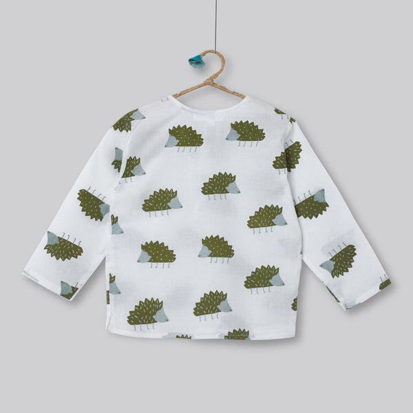 A Prickle of Hedgehogs' - Unisex Kurta Pyjama Set for Kids - Totdot