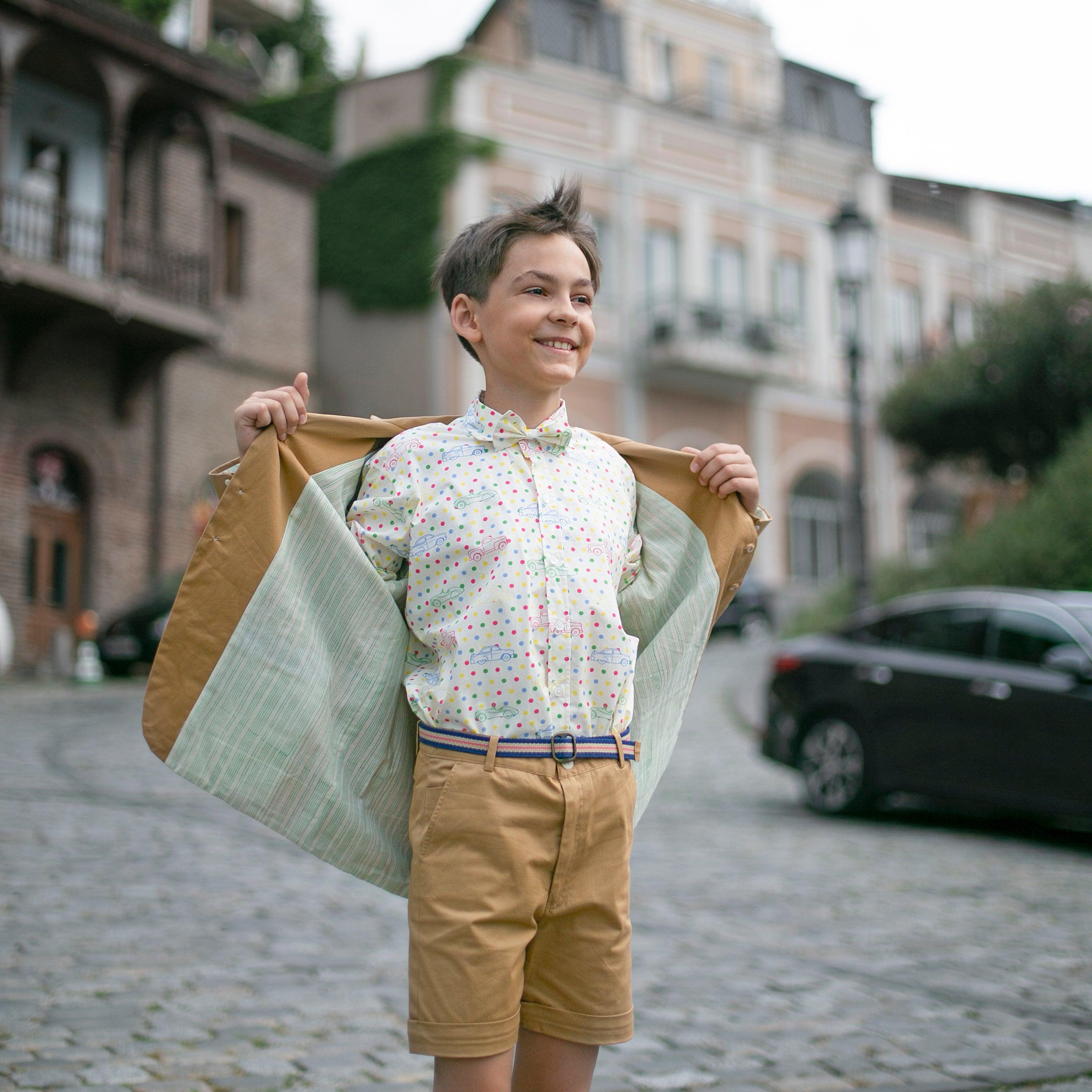 Autumn Breeze- Brown Beige Cotton Shorts for Boys - Totdot