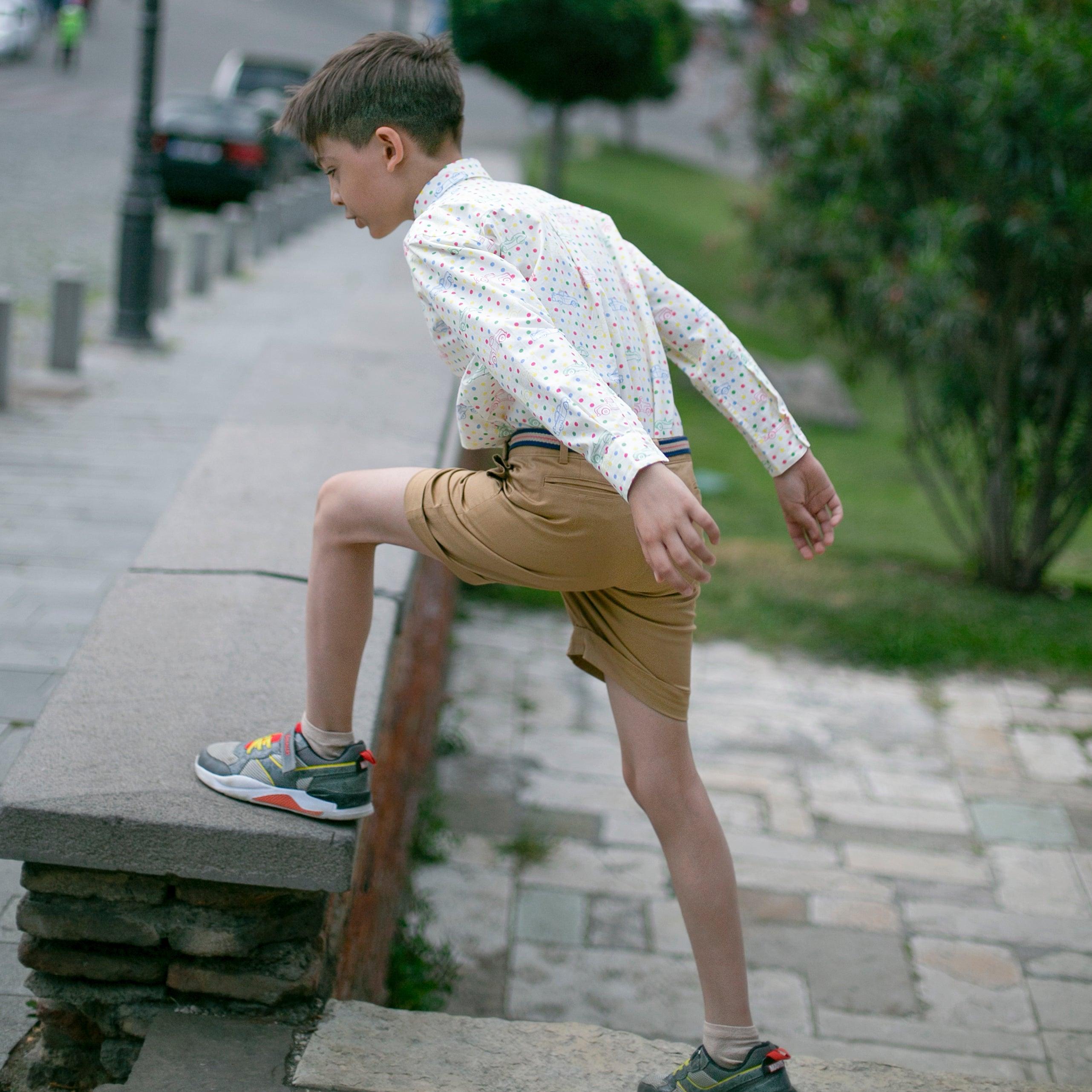 Autumn Breeze- Brown Beige Cotton Shorts for Boys - Totdot