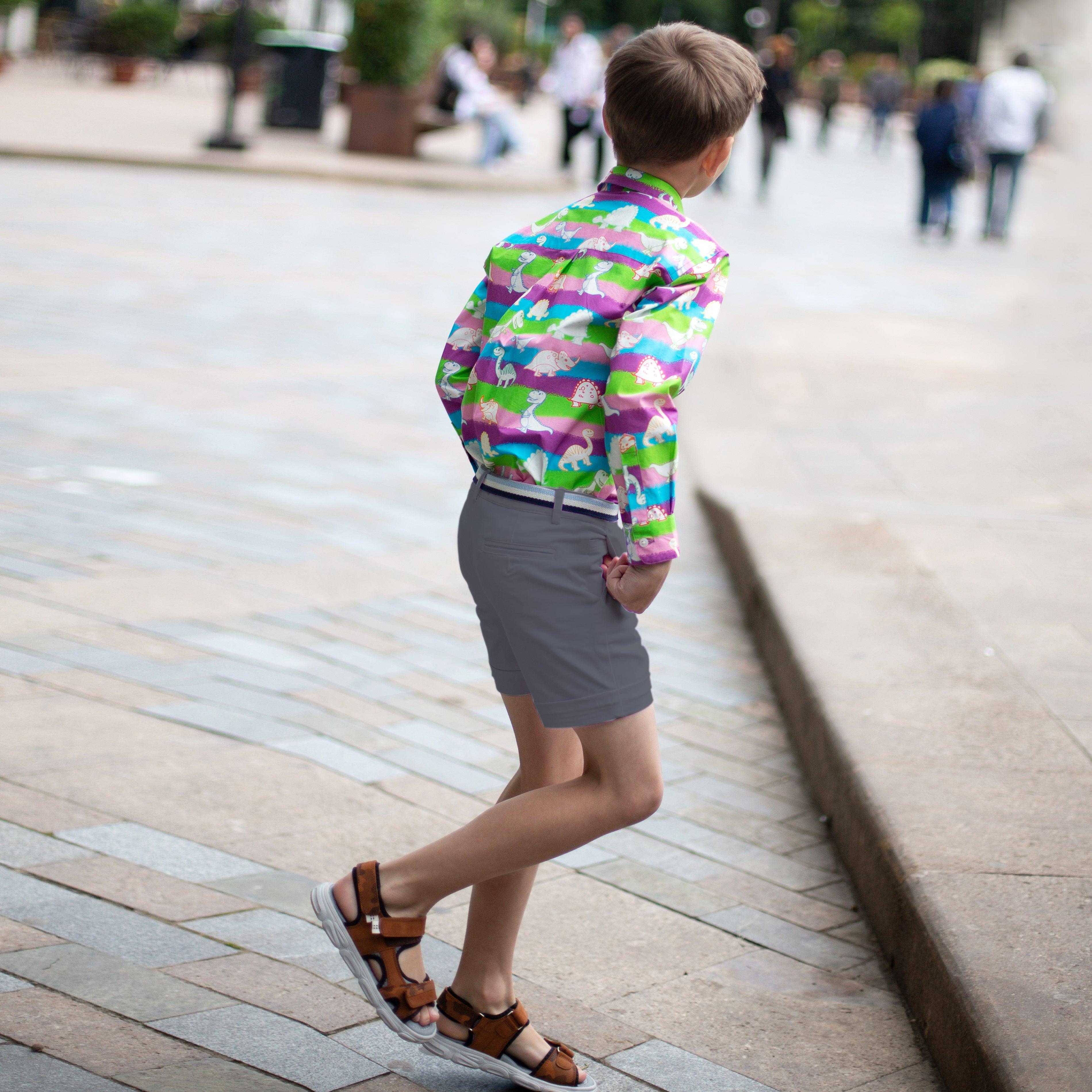 Autumn Breeze- Charcoal Grey Cotton Shorts for Boys - Totdot