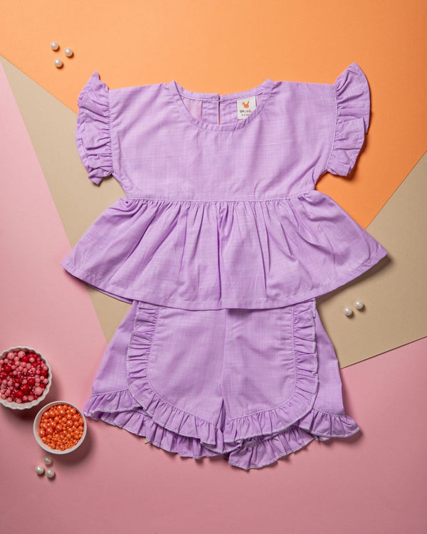 Bubble Gum Ruffle Cotton Top & Shorts Set for Baby Girls - Totdot