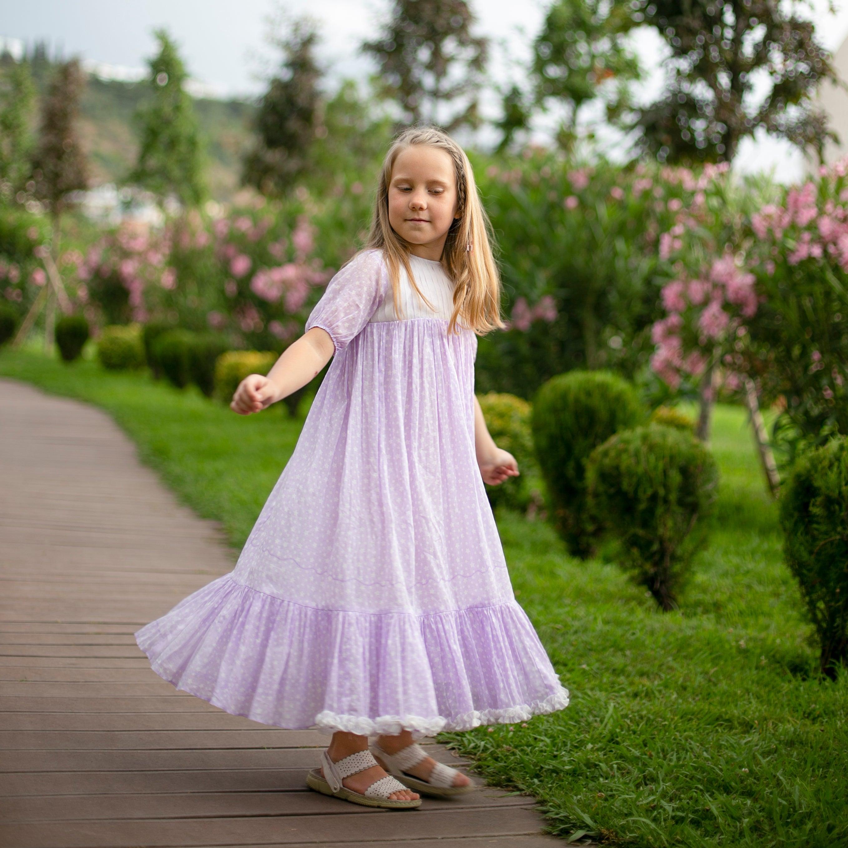 Day Dreamer- Lavender Dress with Stars for Girls - Totdot