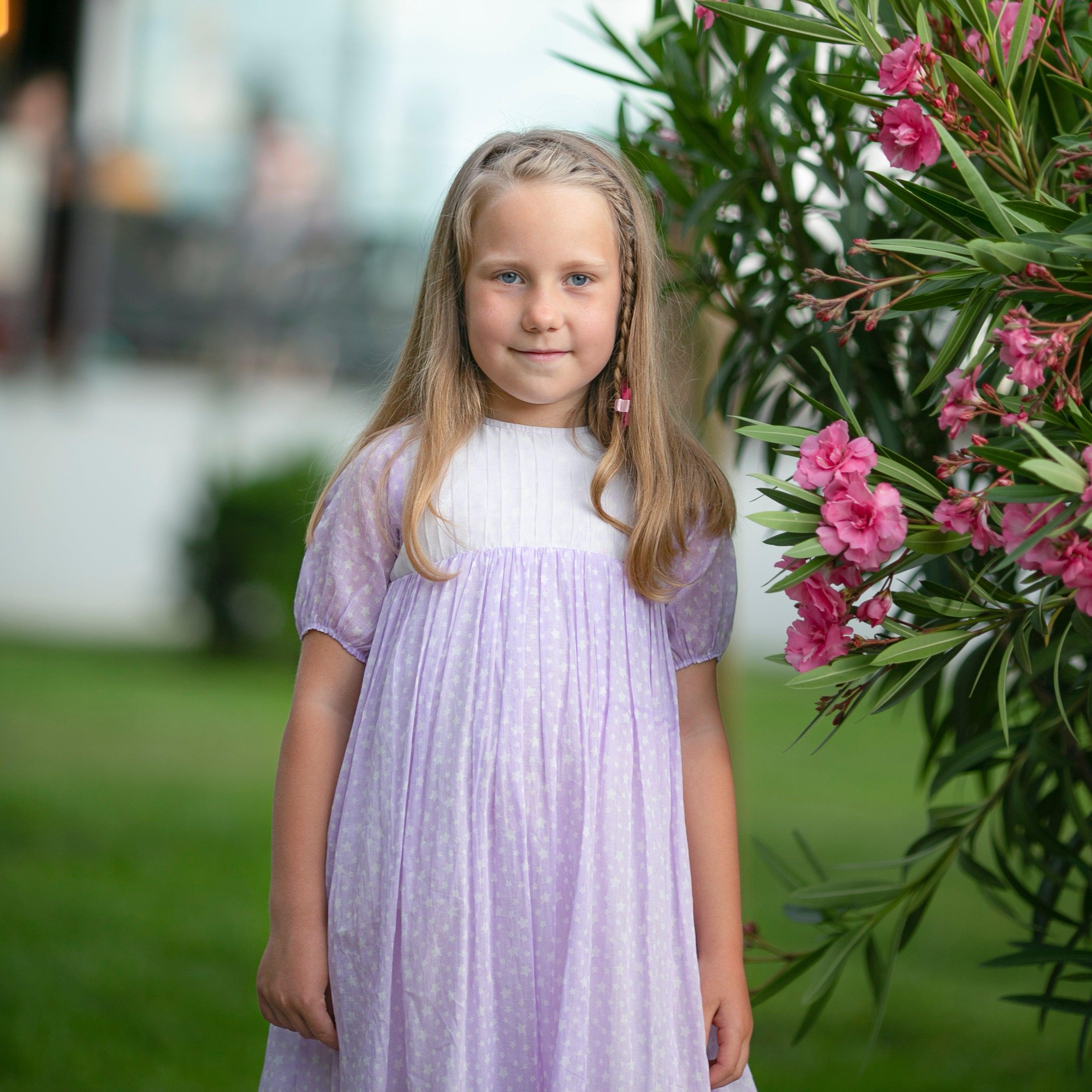 Day Dreamer- Lavender Dress with Stars for Girls - Totdot
