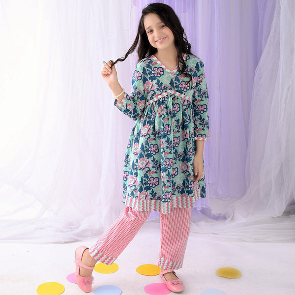 Ikeda Designs Cotton Floral Kurta Set- Multicolor - Totdot