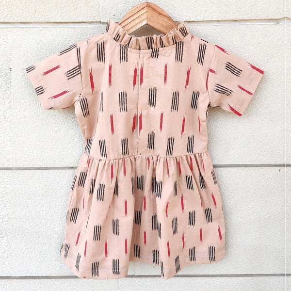 Ikeda Designs Ikat Print half Sleeves Dress - Pink - Totdot