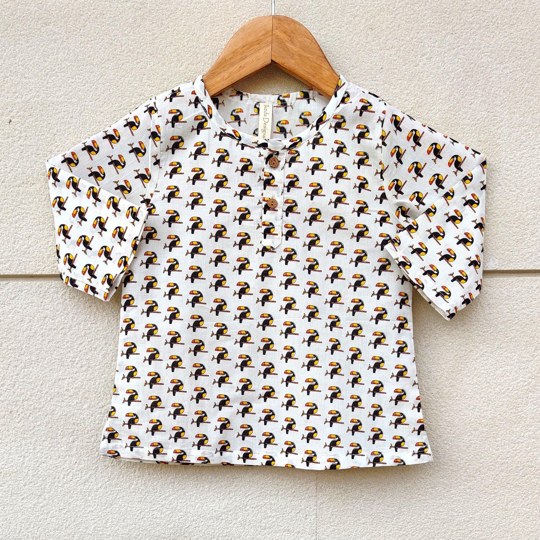 Ikeda Designs Toucan Bird Print Kurta- Multicolor - Totdot