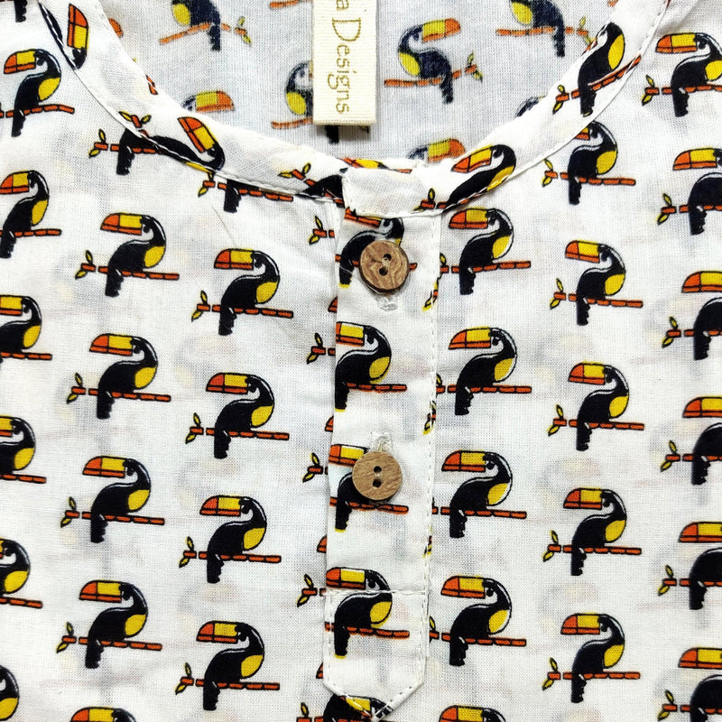 Ikeda Designs Toucan Bird Print Kurta- Multicolor - Totdot