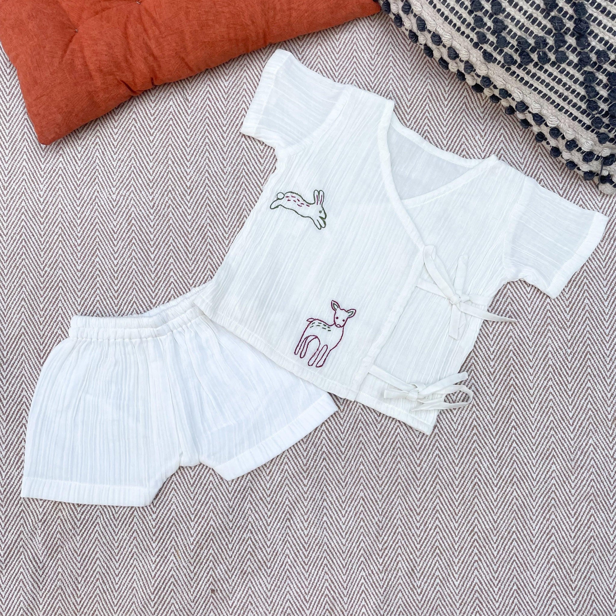 Neela - Unisex 100% Organic Muslin Cotton Jhabla Set
