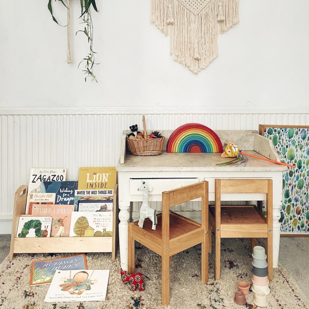 Nursery Low Book Display Shelf - Small| Kids Montessori Furniture for Toddler- Birch Plywood - Totdot