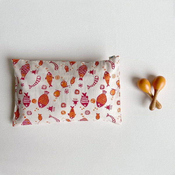 Organic Fish Print Kapok Pillow + Maracas - Totdot