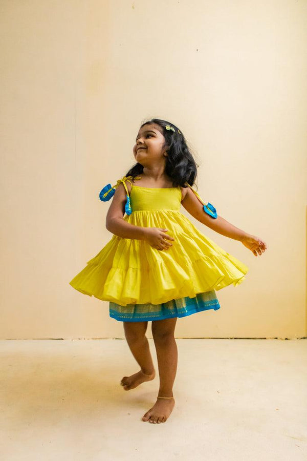 Rachana Yellow Kanchipuram Dress - Totdot