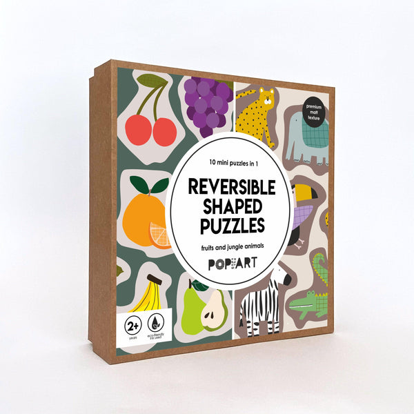 Reversible Shaped Puzzle Fruits & Jungle Animals - Totdot