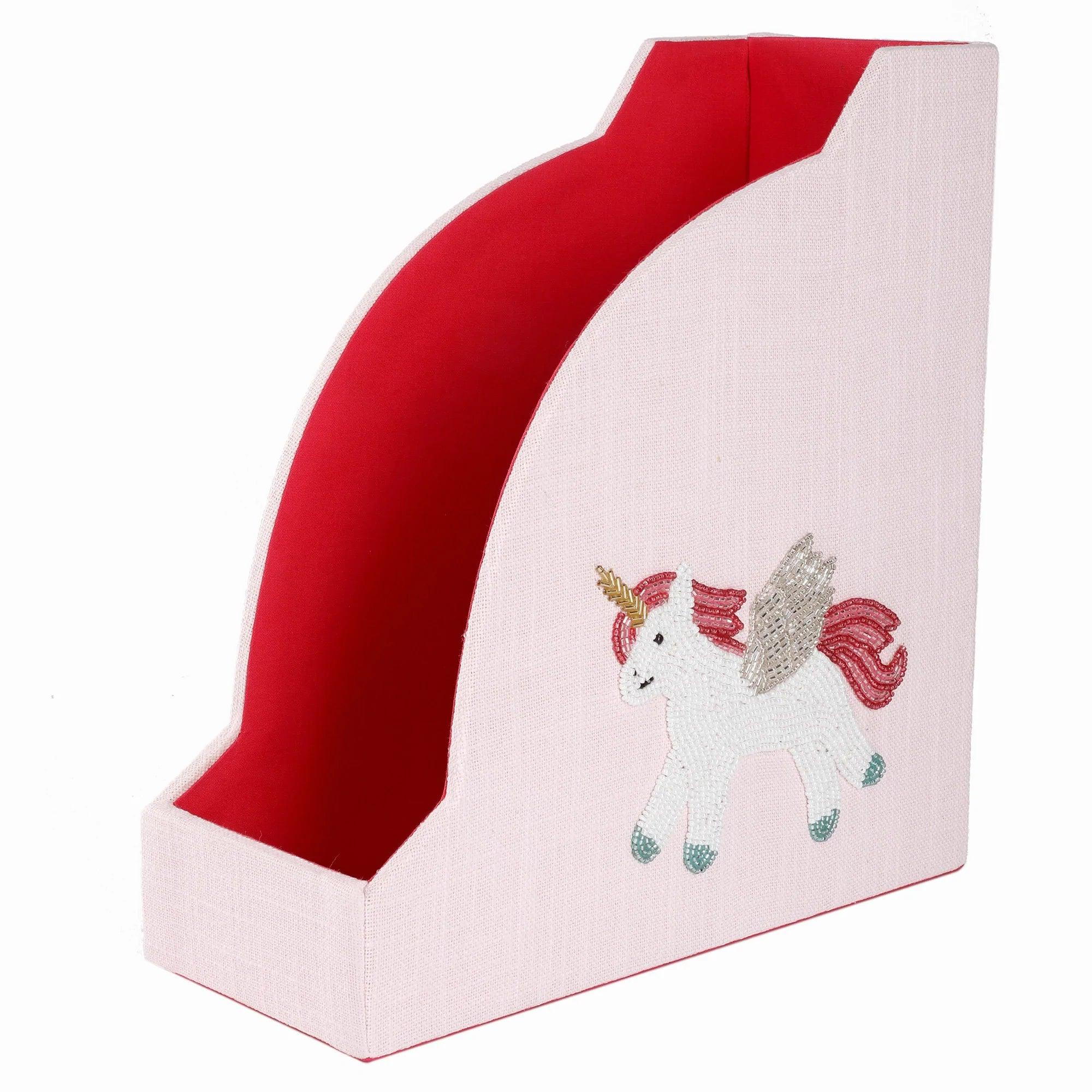 Unicorn Set of 2 Book / Magazine Holder With Stationary Tray - Totdot