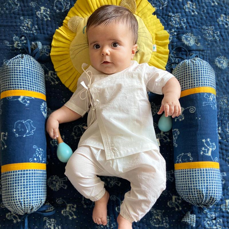 UNISEX ORGANIC ESSENTIAL WHITE ANGRAKHA TOP + PANTS - Totdot