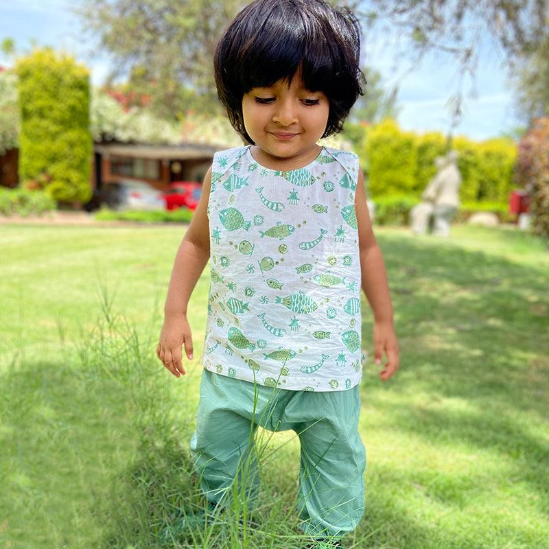 UNISEX ORGANIC KOI JHABLA BAG - PATANG AND MINT KOI - Totdot
