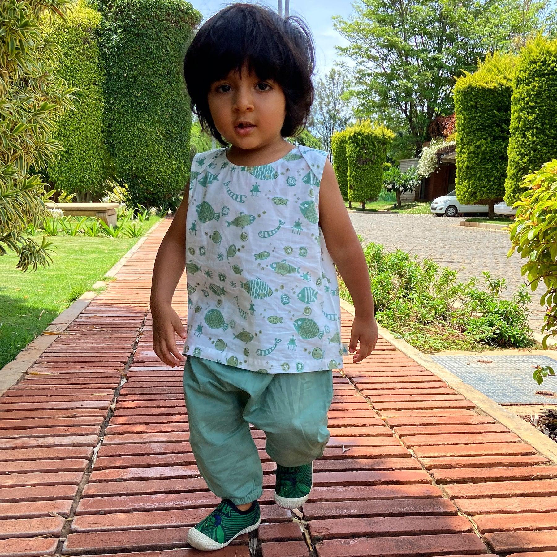 UNISEX ORGANIC KOI MINT JHABLA WITH MINT PANTS - Totdot