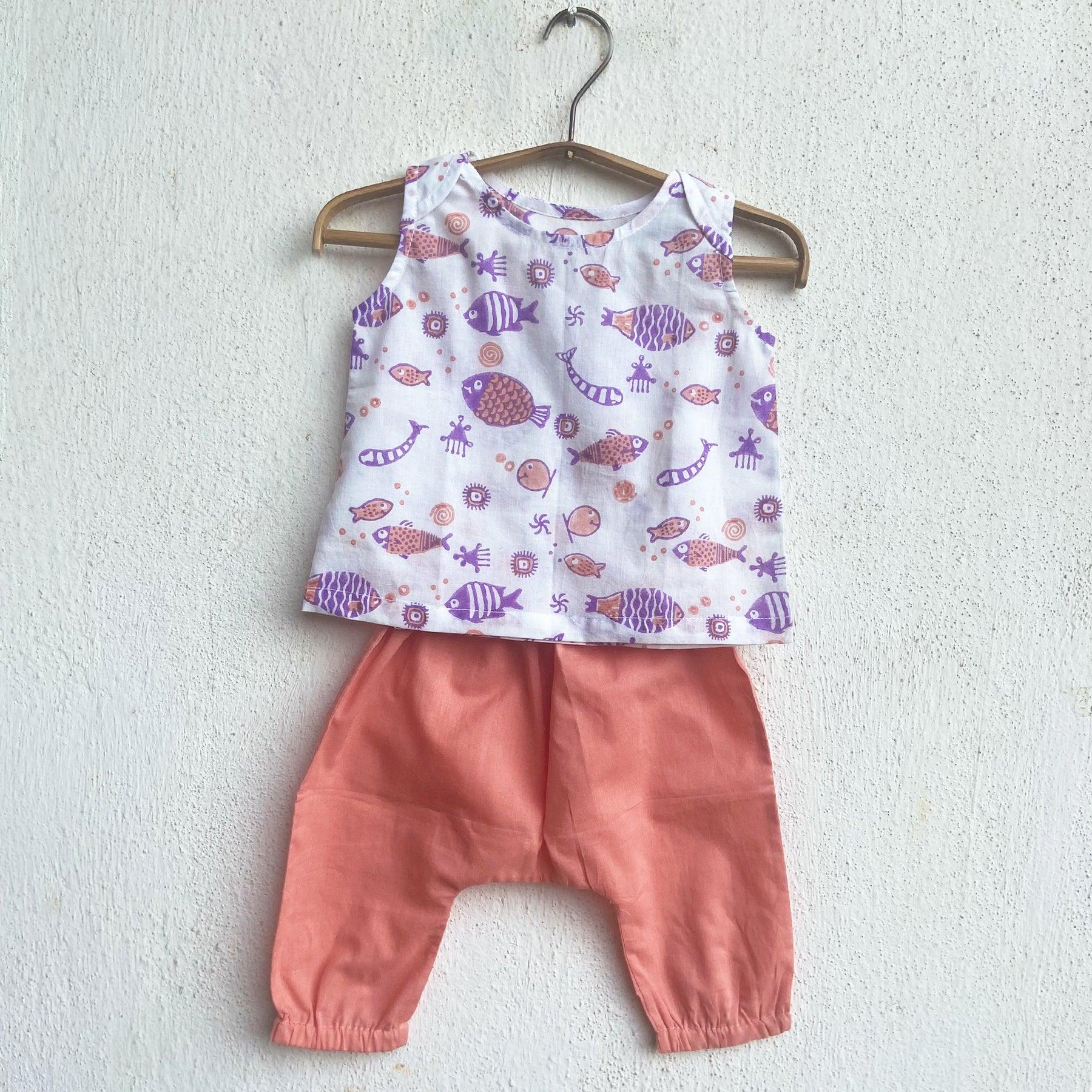 UNISEX ORGANIC KOI PEACH JHABLA WITH PEACH PANTS - Totdot