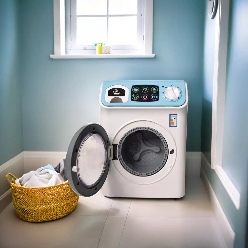 Mini Washing Machine Pretend Play Toy with Light & Realistic Sound for Kids.