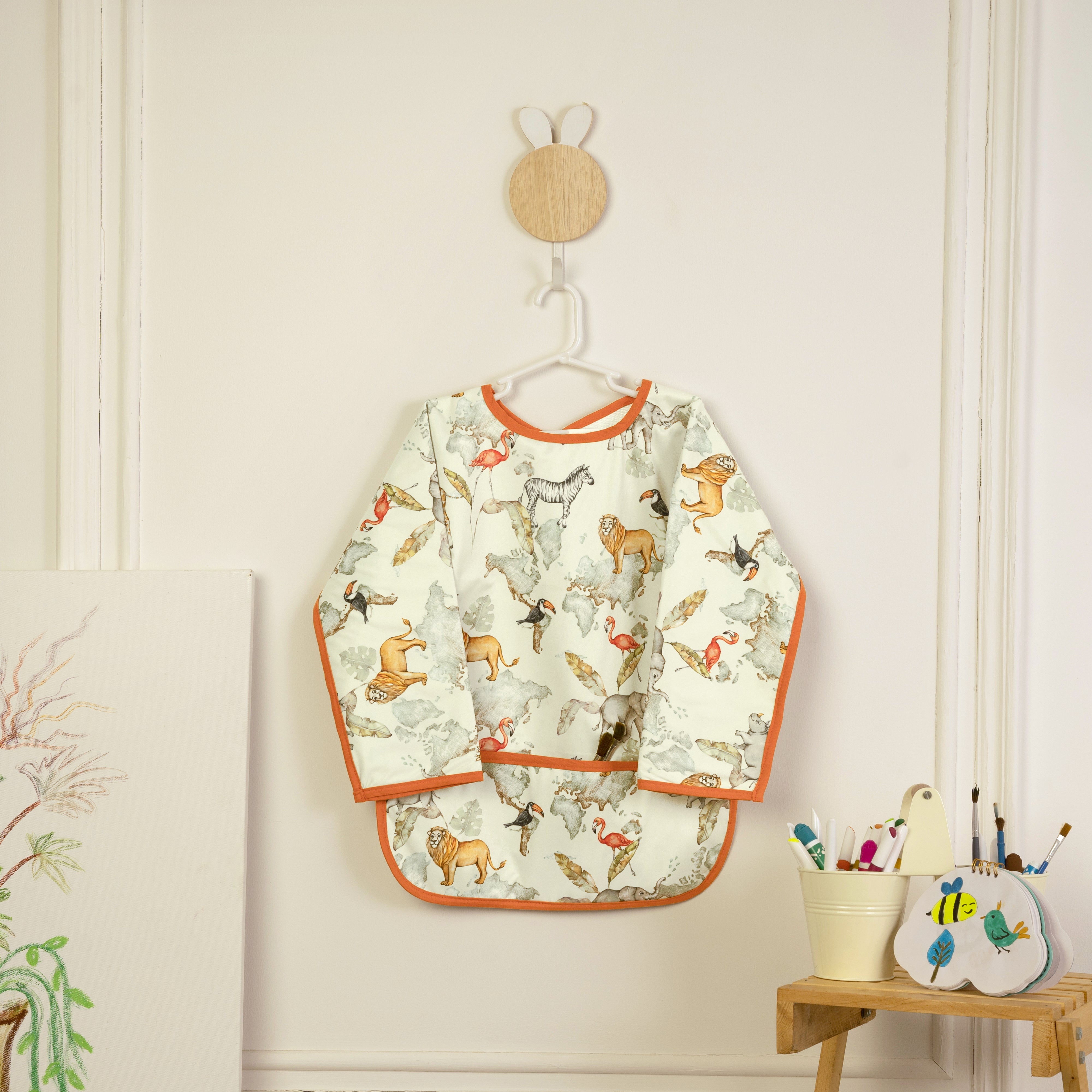 Baby It's A Wild World Little Artist Apron - With Sleeves