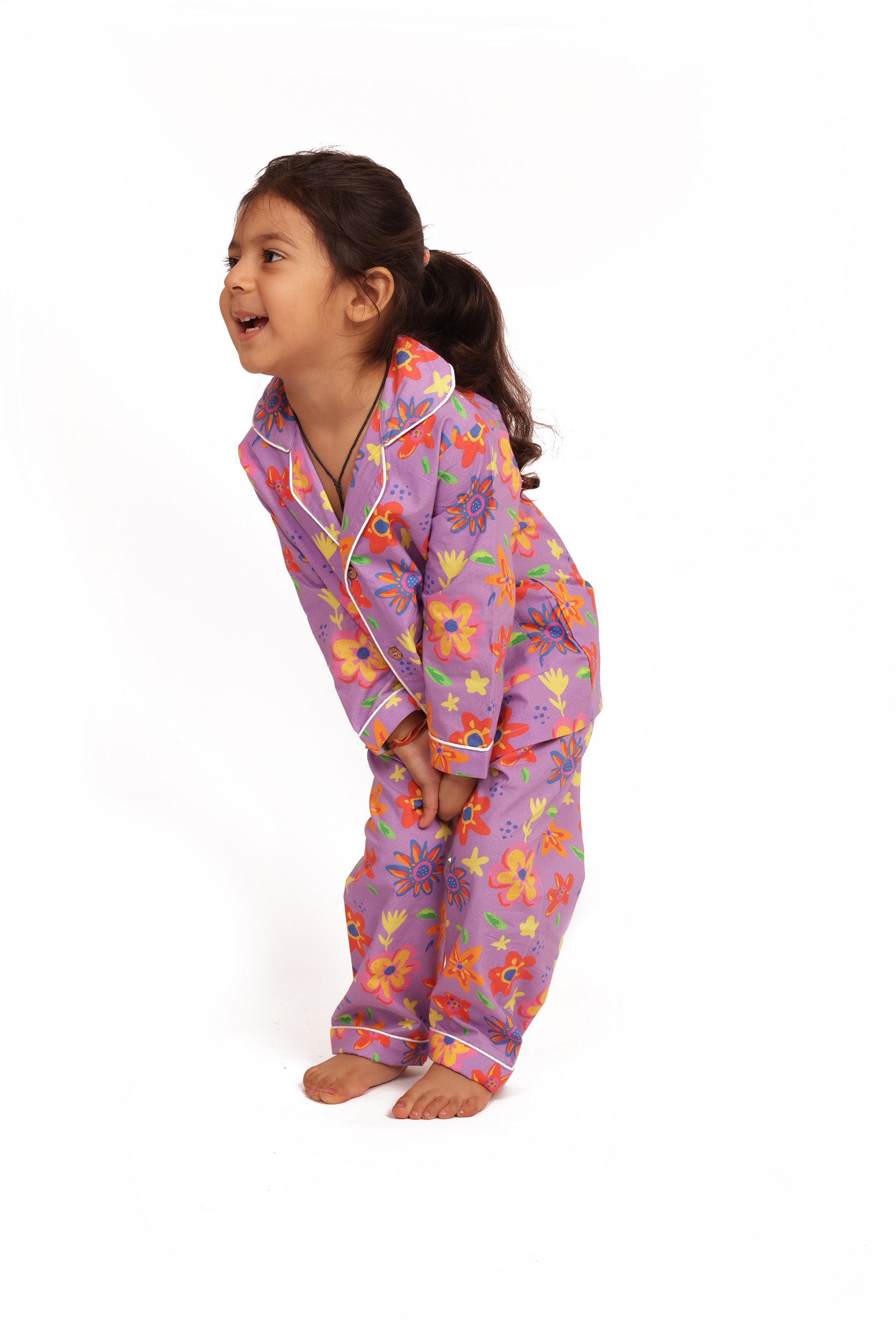 Organic Cotton Purple Floral Night Suit